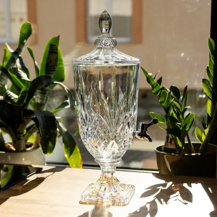 Лимонадниця з краном скляна 3 л диспенсер для напоїв лимонадник із краном Прозорий HP-19-302 (HP-19-302) - зображення 4