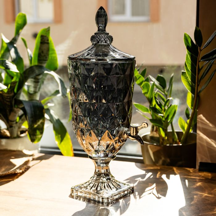 Лимонадниця з краном скляна 3 л диспенсер для напоїв лимонадник із краном Сірий HP-19-305 (HP-19-305) - зображення 4