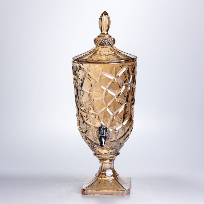 Лимонадниця з краном скляна 3 л диспенсер для напоїв лимонадник із краном Золотистий HP-19-308 (HP-19-308) - зображення 1