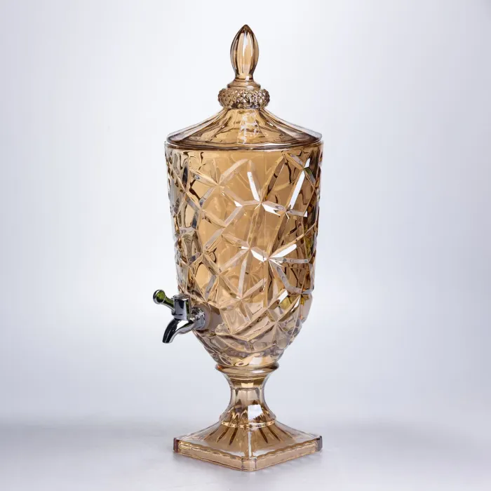 Лимонадниця з краном скляна 3 л диспенсер для напоїв лимонадник із краном Золотистий HP-19-308 (HP-19-308) - зображення 2