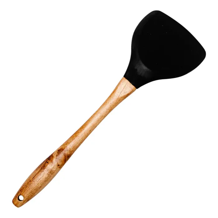 Лопатка силіконова кухонна для сковороди 33.5 (см) лопатка з силікону для кухні з дерев'яною ручкою HP-8-55 (HP-8-55) - изображение 3