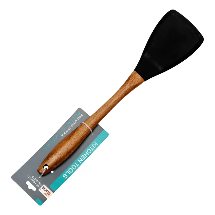 Лопатка силіконова кухонна для сковороди 33 (см) лопатка з силікону для кухні з дерев'яною ручкою HP-8-56 (HP-8-56) - изображение 4