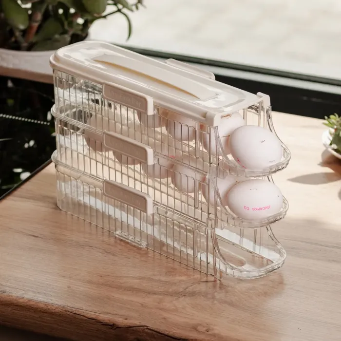 Лоток для яєць у холодильник на 3 яруси 32х10х18.5 см Бежевий HP-27-15 (HP-27-15) - зображення 3