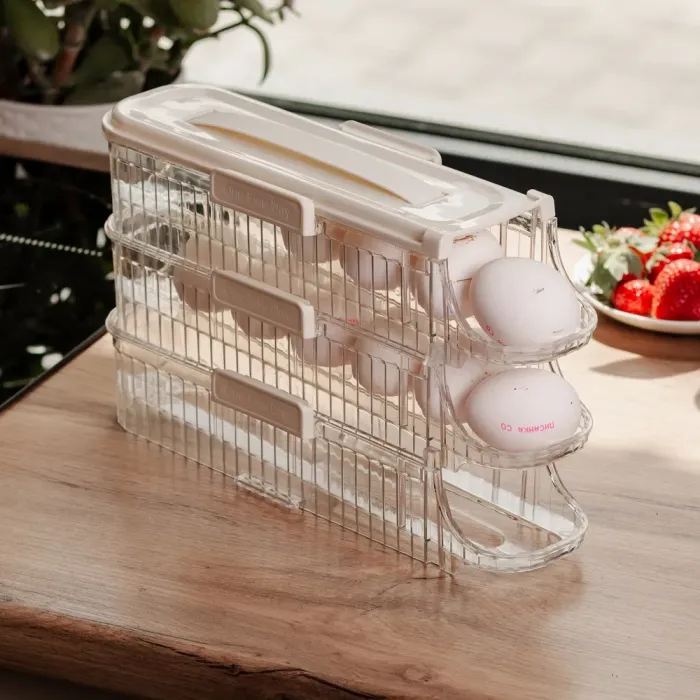 Лоток для яєць у холодильник на 3 яруси 32х10х18.5 см Бежевий HP-27-15 (HP-27-15) - зображення 4