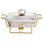 Мармітниця порцелянова прямокутна на металевій підставці 31х16х11 см LT-3PCS-11 (LT-3PCS-11)