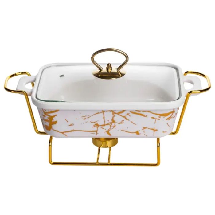 Мармітниця порцелянова прямокутна на металевій підставці 31х16х11 см LT-3PCS-11 (LT-3PCS-11) - изображение 1