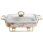 Мармітниця порцелянова прямокутна на металевій підставці 35.5х19х15.5 см LT-3PCS-13 (LT-3PCS-13)