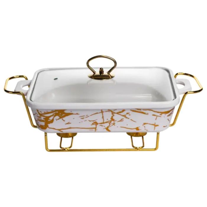 Мармітниця порцелянова прямокутна на металевій підставці 35.5х19х15.5 см LT-3PCS-13 (LT-3PCS-13) - изображение 1