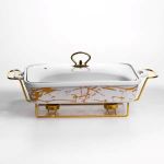 Мармітниця порцелянова 2 л прямокутна на металевій підставці 40х22.5х15.5 см LT-3PCS-15 (LT-3PCS-15)