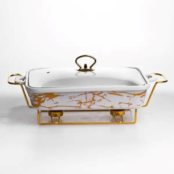 Мармітниця порцелянова 2 л прямокутна на металевій підставці 40х22.5х15.5 см LT-3PCS-15 (LT-3PCS-15) - изображение 1