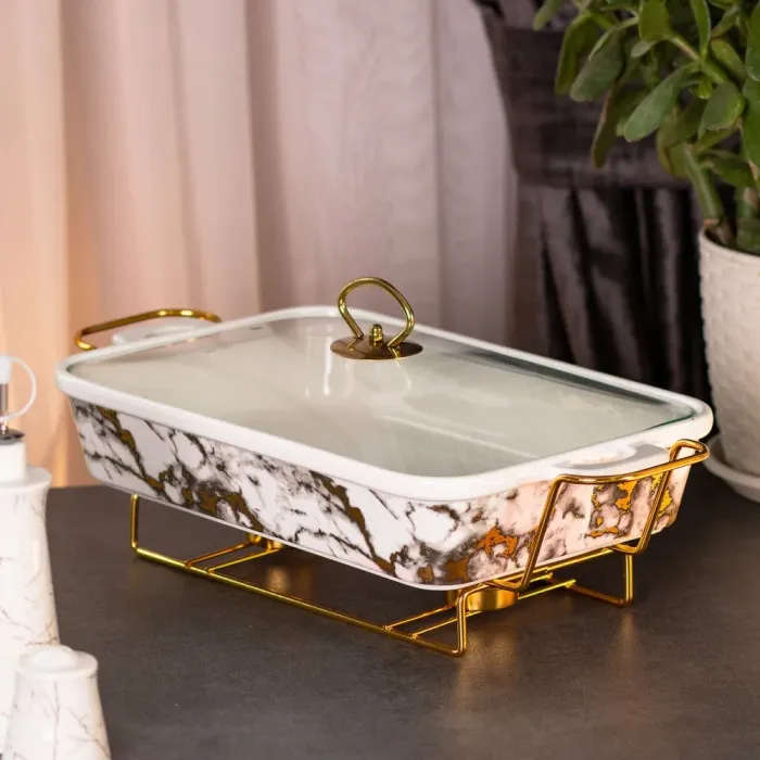 Мармит 1.5 литра с подогревом настольный для вторых блюд прямоугольный 3519 см мармитница керамическая (HP1032) - изображение 1