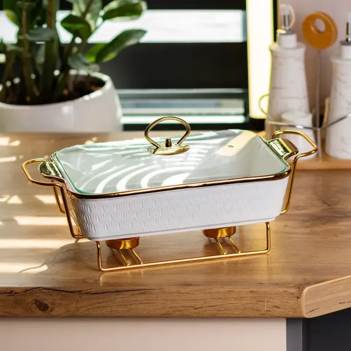 Настольный мармит для еды на 1.5 литра с подогревом керамический прямоугольный (HP1014) - изображение 2