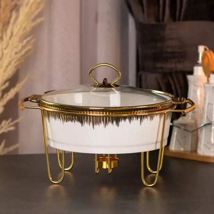 Мармит для супов 1 литр настольный круглый с подогревом мармитница первых блюд (HP1034) - изображение 1