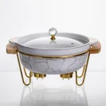 Марміт порцеляновий настільний круглий 1.3 (л) з підігрівом Білий мармур LC-711 (LC-711)