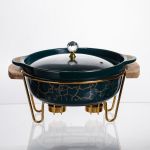 Марміт порцеляновий настільний круглий 1.3 (л) з підігрівом Зелений мармур LC-714 (LC-714)