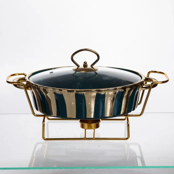 Марміт порцеляновий настільний круглий 1 літр мармітниця з підігрівом JY-5 (JY-5) - зображення 1