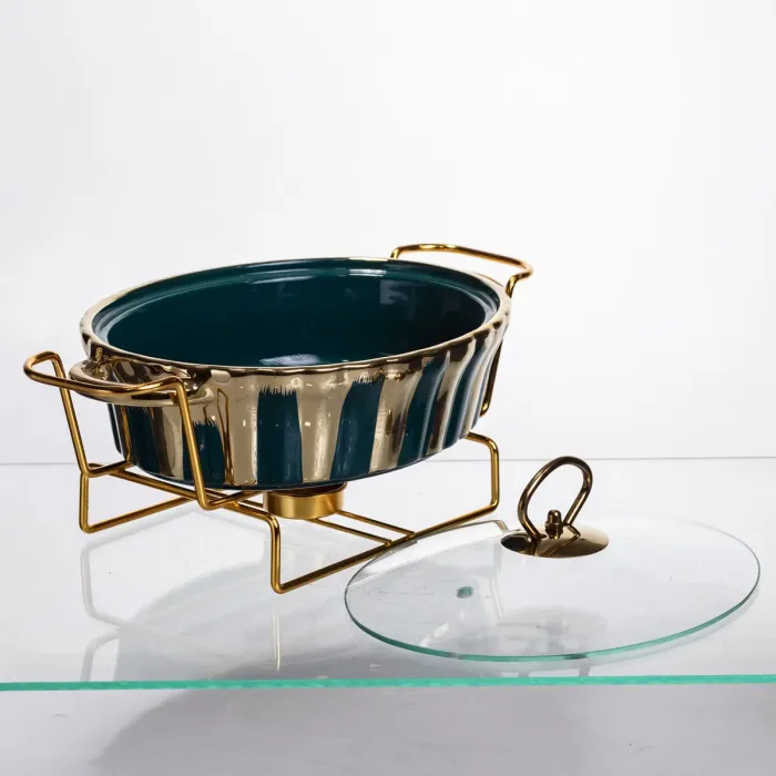 Марміт порцеляновий настільний круглий 1 літр мармітниця з підігрівом JY-5 (JY-5) - зображення 3