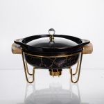 Марміт порцеляновий настільний круглий 800 (мл) мармітниця з підігрівом Зелений мармур LC-716 (LC-716)