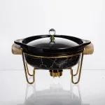 Марміт порцеляновий настільний круглий 800 (мл) мармітниця з підігрівом Зелений мармур LC-716 (LC-716)