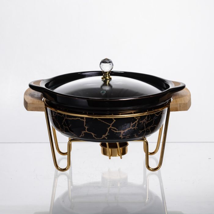 Марміт порцеляновий настільний круглий 800 (мл) мармітниця з підігрівом Зелений мармур LC-716 (LC-716) - изображение 1