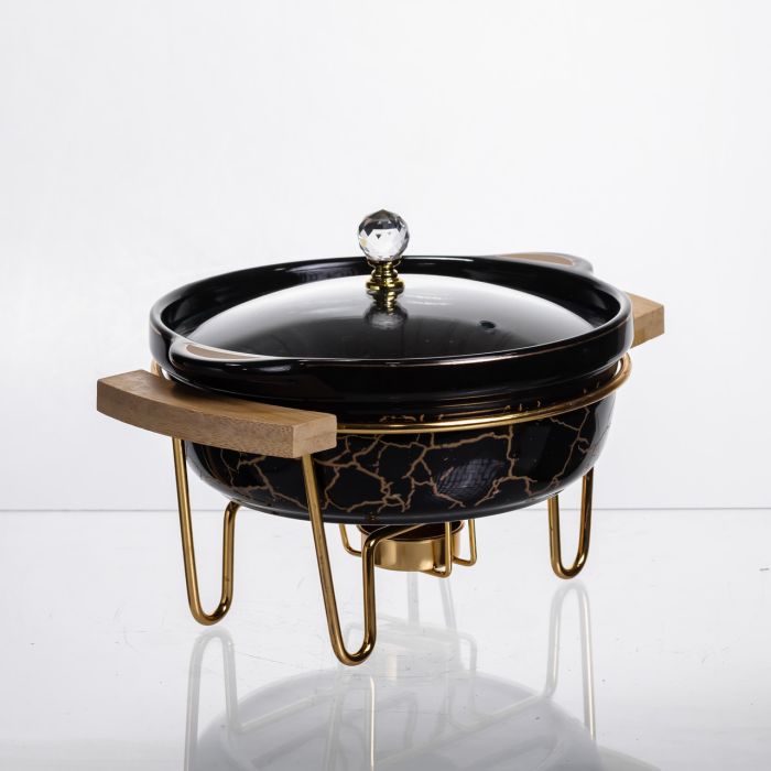 Марміт порцеляновий настільний круглий 800 (мл) мармітниця з підігрівом Зелений мармур LC-716 (LC-716) - изображение 2