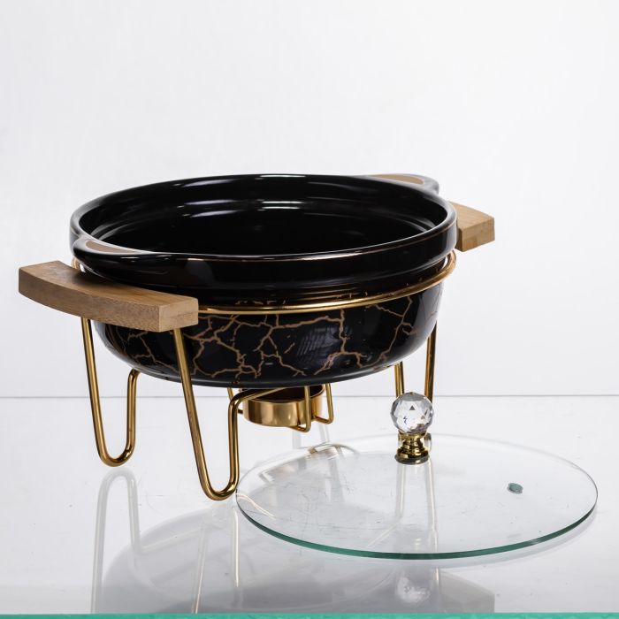 Марміт порцеляновий настільний круглий 800 (мл) мармітниця з підігрівом Зелений мармур LC-716 (LC-716) - изображение 3