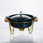 Марміт порцеляновий настільний круглий 800 (мл) з підігрівом Зелений мармур LC-713 (LC-713)