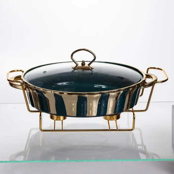 Марміт порцеляновий настільний овальний 1,5 літра мармітниця з підігрівом JY-6 (JY-6) - зображення 1