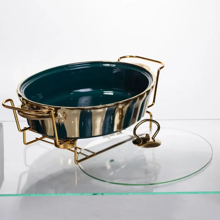 Марміт порцеляновий настільний овальний 1,5 літра мармітниця з підігрівом JY-6 (JY-6) - зображення 3