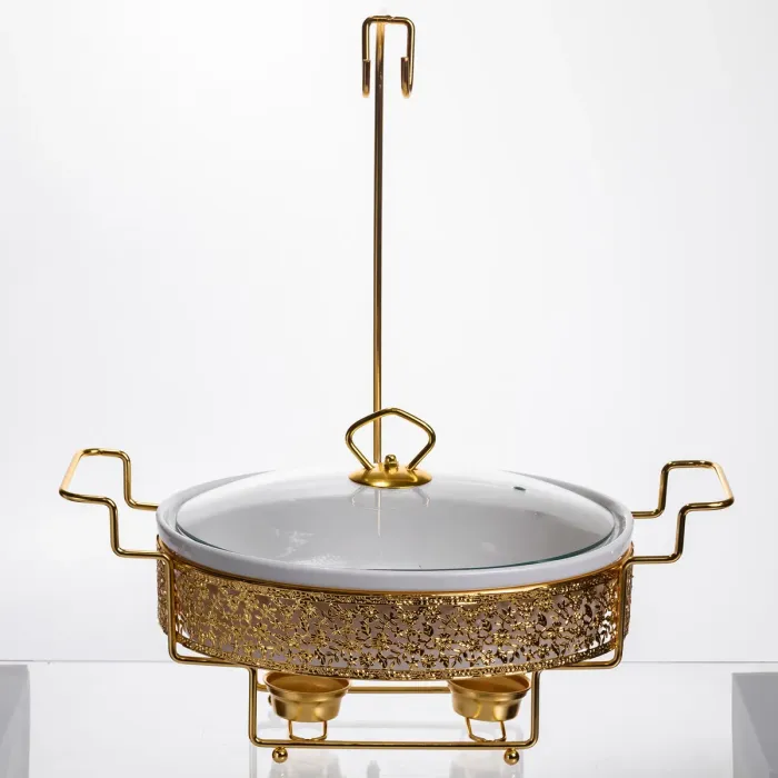 Марміт порцеляновий настільний овальний 2 л на підставці YL-75 (YL-75) - зображення 3