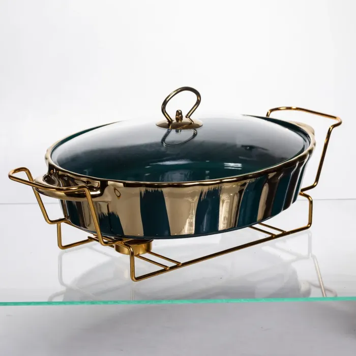 Марміт порцеляновий настільний овальний 2 літри мармітниця з підігрівом JY-7 (JY-7) - зображення 2