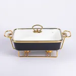 Марміт керамічний із скляною кришкою 35.5х19х15.5 см на металевій підставці 1.5 л (HTJ-1002)