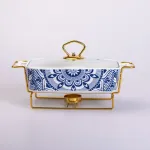 Марміт керамічний із скляною кришкою 38х18.5х15.5 см на металевій підставці 1 л (SA1107-S)