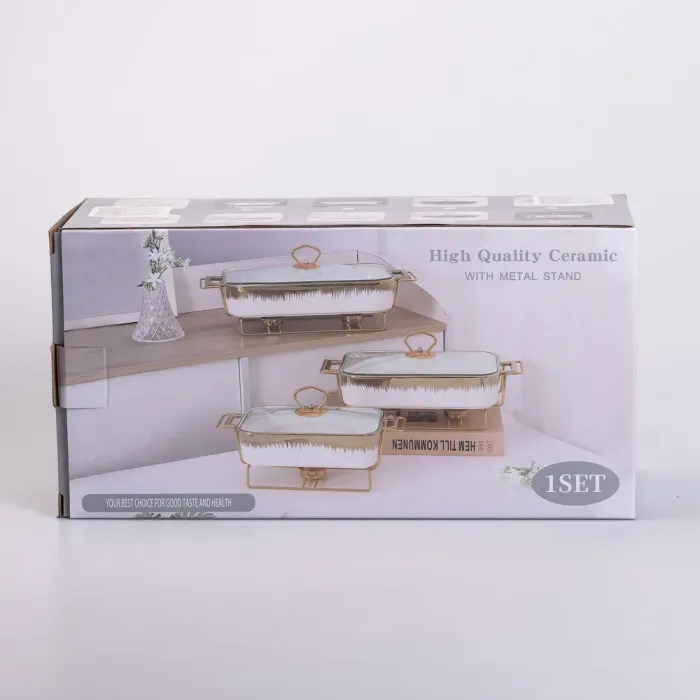 Марміт керамічний із скляною кришкою 38х18.5х15.5 см на металевій підставці 1 л (SA1107-S) - зображення 6