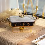 Марміт настільний прямокутний з підігрівом 31х16х11 см керамічний на металевій підставці з кришкою ML438-11 (ML438-11)