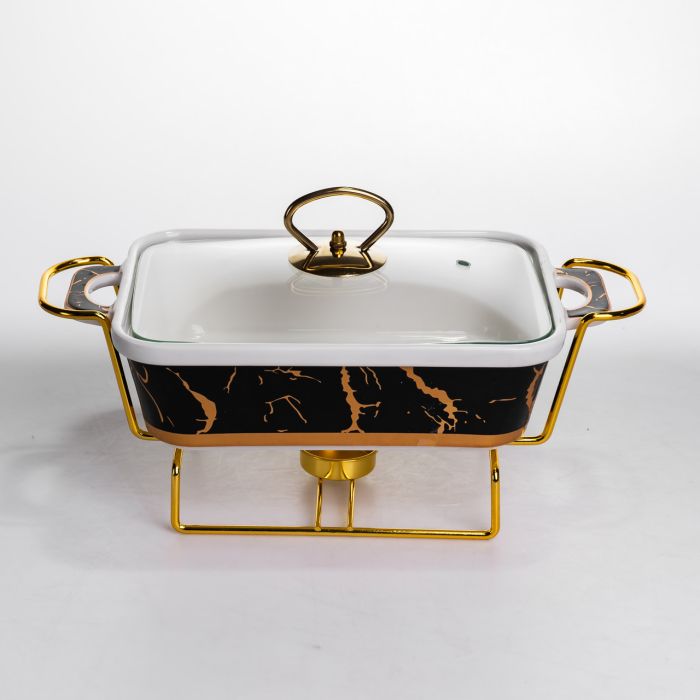 Марміт настільний прямокутний з підігрівом 31х16х11 см керамічний на металевій підставці з кришкою ML438-11 (ML438-11) - зображення 5