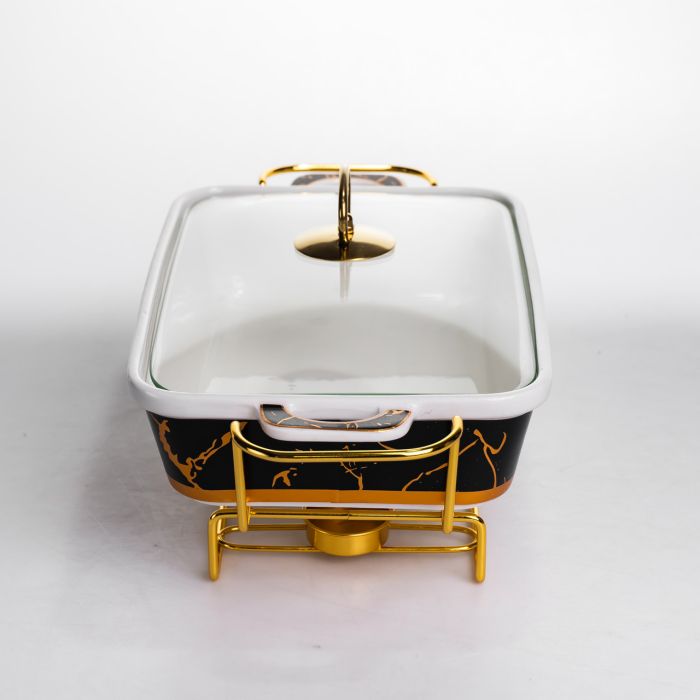 Марміт настільний прямокутний з підігрівом 35.5х19х15.5 см керамічний на металевій підставці з кришкою ML438-13 (ML438-13) - зображення 3