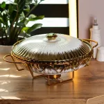 Мармит первых блюд 2.5 литра с системой подогрева от свечи керамическая круглая настольная (HP1041)