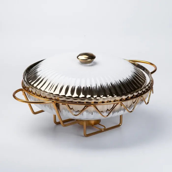 Мармит первых блюд 2.5 литра с системой подогрева от свечи керамическая круглая настольная (HP1041) - изображение 4