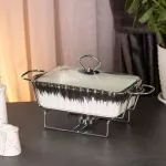 Мармит прямоугольный 1 литр настольная мармитница с подогревом керамическая для других блюд (HP1019)