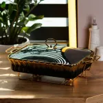 Мармит вторых блюд для шведского стола 2 литра керамический прямоугольный с подогревом на подставке (HP1048)