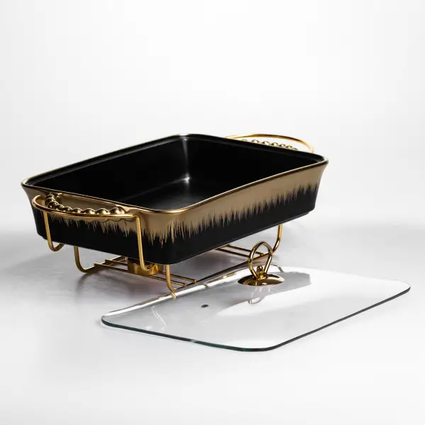 Мармітниця порцелянова 2 л на підставці з підігрівом 40х22.5х15.5 см чорний ML1106-15 (ML1106-15) - изображение 4