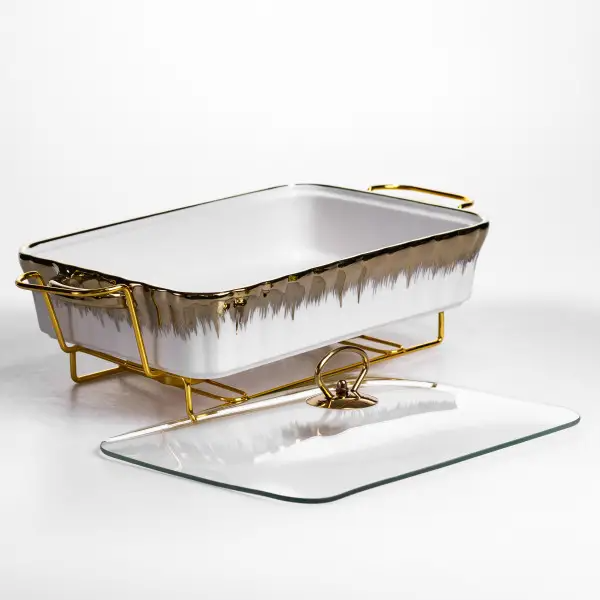 Мармітниця порцелянова 2 л прямокутна зі скляною кришкою 40х22.5х15.5 см ML525-15 (ML525-15) - изображение 3