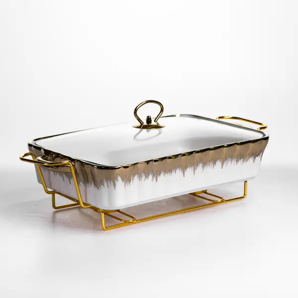 Мармітниця порцелянова 2 л прямокутна зі скляною кришкою 40х22.5х15.5 см ML525-15 (ML525-15) - изображение 4