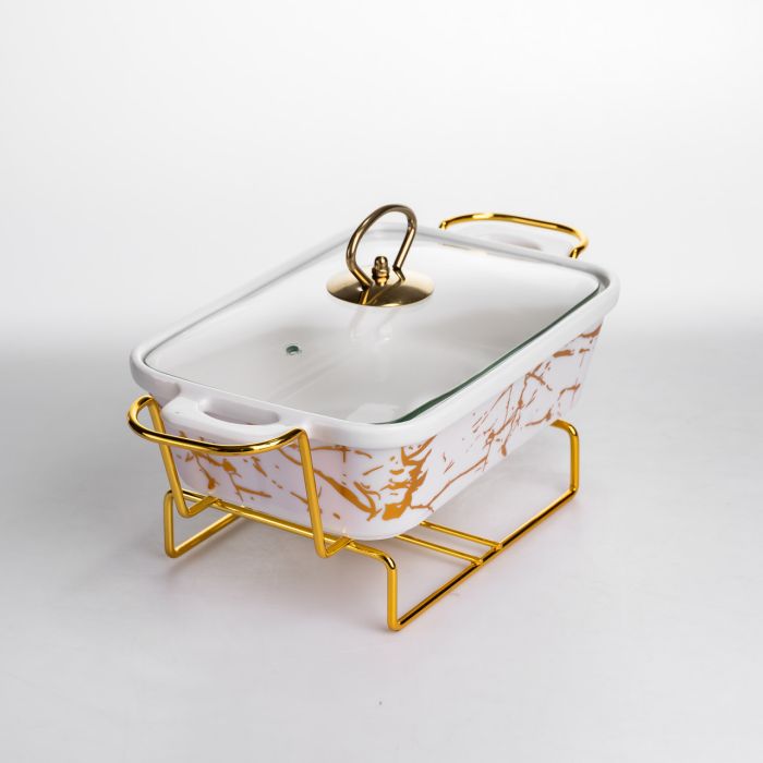 Мармітниця порцелянова прямокутна на металевій підставці 31х16х11 см LT-3PCS-11 (LT-3PCS-11) - изображение 2