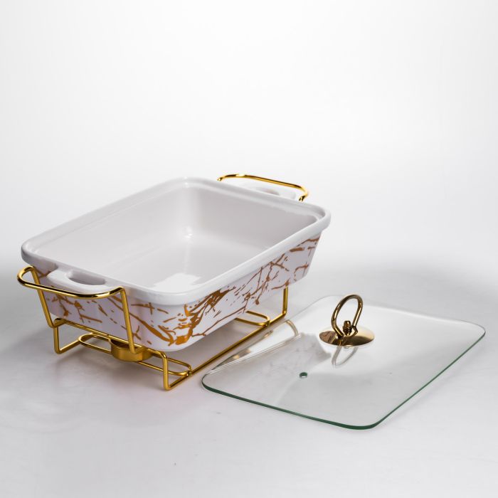 Мармітниця порцелянова прямокутна на металевій підставці 35.5х19х15.5 см LT-3PCS-13 (LT-3PCS-13) - изображение 3