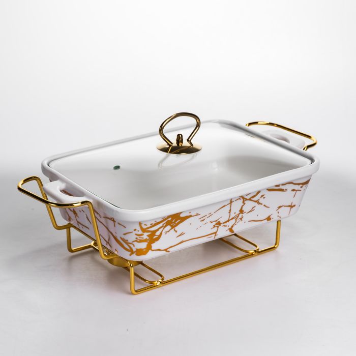 Мармітниця порцелянова прямокутна на металевій підставці 35.5х19х15.5 см LT-3PCS-13 (LT-3PCS-13) - изображение 4