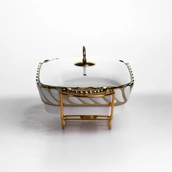 Мармітниця порцелянова Tiffany 1.5 л на металевій підставці з підігрівом 34х26х7 см SG-428-13 (SG-428-13) - изображение 3