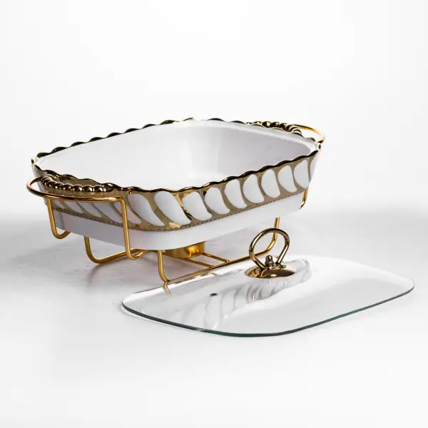 Мармітниця порцелянова Tiffany 1.5 л на металевій підставці з підігрівом 34х26х7 см SG-428-13 (SG-428-13) - изображение 4