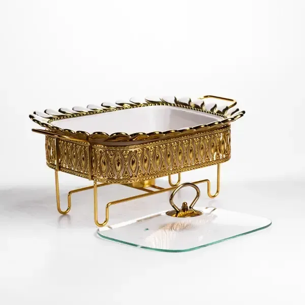 Мармітниця порцелянова Tiffany 1 л квадратна на металевій підставці з підігрівом 28х23х7 см SX42-1 (SX42-1) - зображення 5